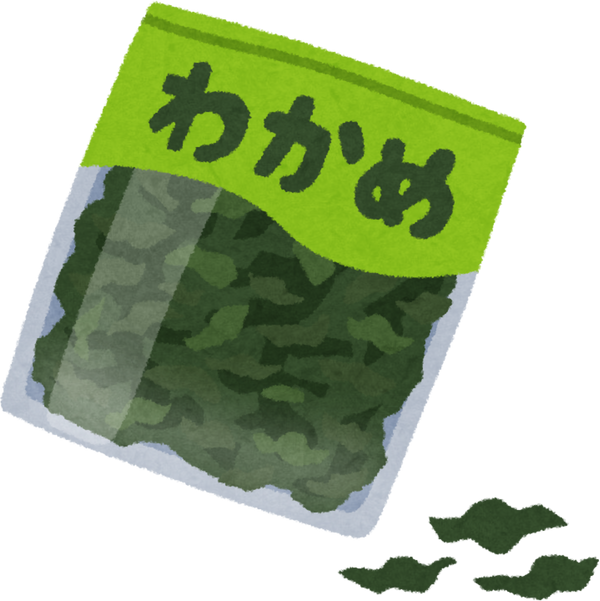 Illustration of Cut Dried Wakame Seaweed Package